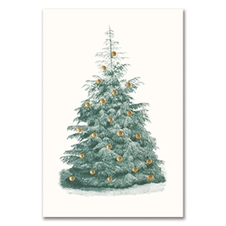 Holiday Greeting Cards - Natural Fir Tree with Gold Ornaments 